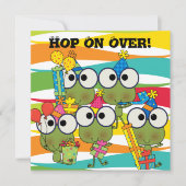 Gepersonaliseerd uitnodiging van Frog Hop Birthday (Voorkant)