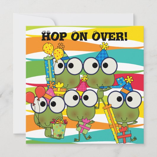 Gepersonaliseerd uitnodiging van Frog Hop Birthday (Voorkant)