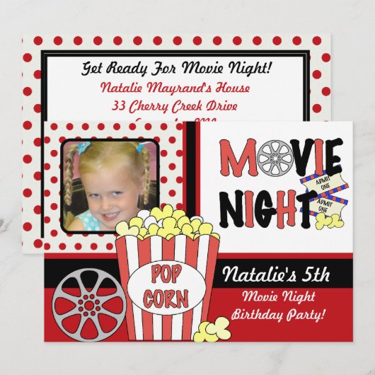 Gepersonaliseerd uitnodiging voor fotofilms Birthd (Voorkant / Achterkant)