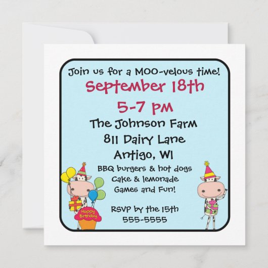 Gepersonaliseerd uitnodigingen van de Heilige Kow (Achterkant)