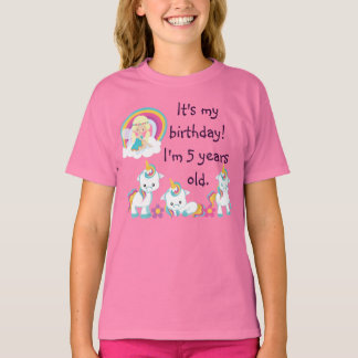 Gepersonaliseerd Unicorn Birthday Party Shirt