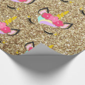 Gepersonaliseerd Unicorn Gold Glitter inpakpapier (Hoek)