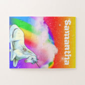 Gepersonaliseerd Unicorn Rainbow Kinder cadeau Legpuzzel (Horizontaal)