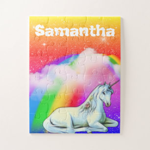 Gepersonaliseerd Unicorn Rainbow Kinder cadeau Legpuzzel