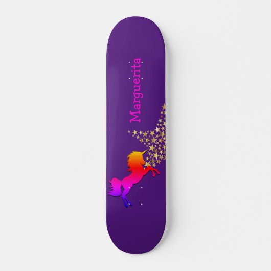 Gepersonaliseerd UNICORN Starry Paars Persoonlijk Skateboard (Voorkant)