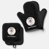 Gepersonaliseerd uniek pensioencadeau ovenwant & pannenlap set (Voorkant / Achterkant)