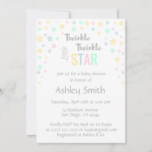 Gepersonaliseerd Unisex Twinkle Twinkle Baby showe Kaart (Voorkant)