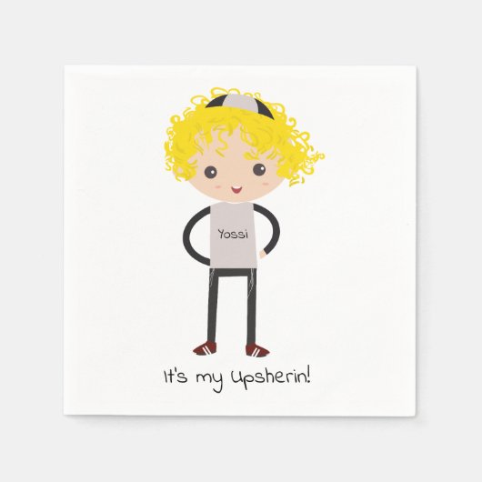 Gepersonaliseerd Upsherin Napkin Servet (Voorkant)