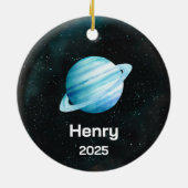 Gepersonaliseerd Uranus Ornament, zonnestelsel, pl Keramisch Ornament (Achterkant)