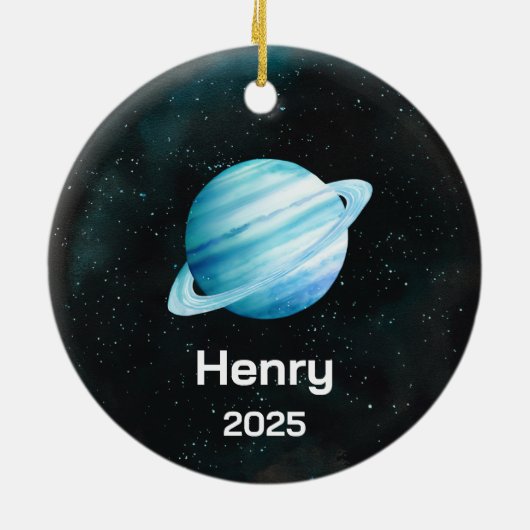 Gepersonaliseerd Uranus Ornament, zonnestelsel, pl Keramisch Ornament (Achterkant)