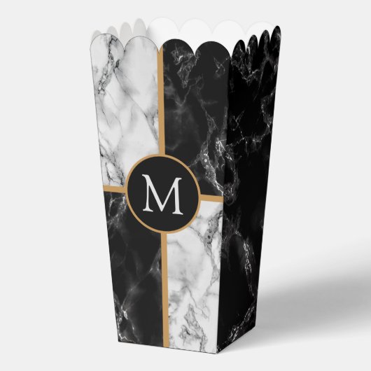 Gepersonaliseerd uw brief Popcorn Box Marble Desig Bedankdoosjes (Achterkant)