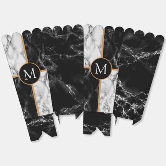 Gepersonaliseerd uw brief Popcorn Box Marble Desig Bedankdoosjes (Ongevouwen)