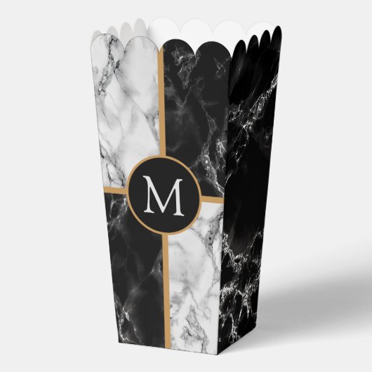 Gepersonaliseerd uw brief Popcorn Box Marble Desig Bedankdoosjes (Voorkant)