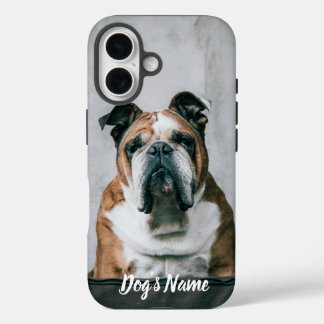 Gepersonaliseerd uw Bulldog Foto & Naam iPhone 16 Hoesje