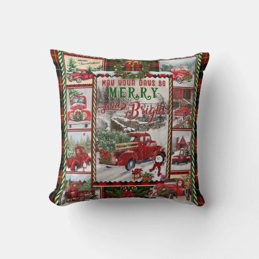 Gepersonaliseerd uw dag Vrolijk en helder, Kerstmi Kussen (Voorkant)