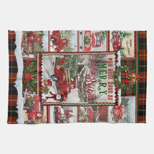 Gepersonaliseerd uw dag Vrolijk en helder, Kerstmi Theedoek (Horizontaal)