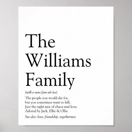 Gepersonaliseerd Uw Familie Definitie Poster (Voorkant)