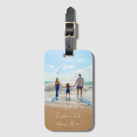 Gepersonaliseerd uw foto Bagagelabel met tekstnaam (Voorkant (verticaal))