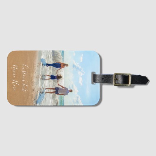 Gepersonaliseerd uw foto Bagagelabel met tekstnaam (Voorkant (horizontaal))