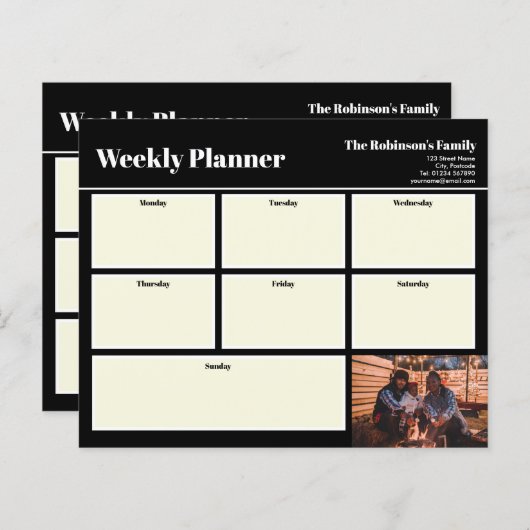Gepersonaliseerd uw foto-weekblad zwart (Voorkant / Achterkant)