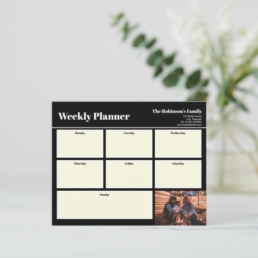 Gepersonaliseerd uw foto-weekblad zwart (Staand voorkant)