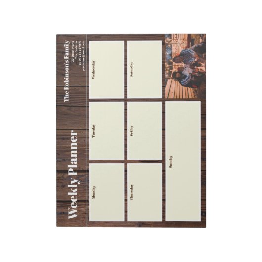 Gepersonaliseerd uw foto Weekly Planner Rustic Woo Notitieblok (Linkerzijde)
