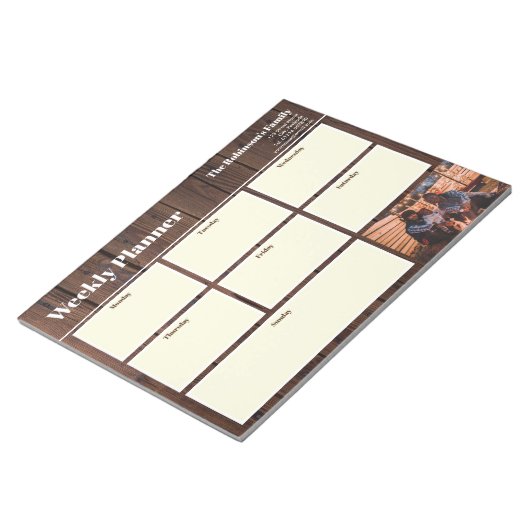 Gepersonaliseerd uw foto Weekly Planner Rustic Woo Notitieblok (Schuin)