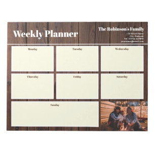 Gepersonaliseerd uw foto Weekly Planner Rustic Woo Notitieblok