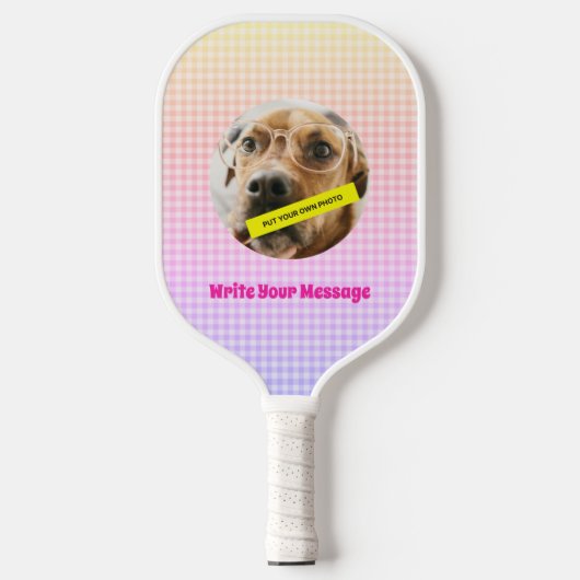 Gepersonaliseerd uw hond fotobericht PInk Pickleball Paddle (Voorkant)