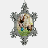 Gepersonaliseerd Uw Huisdier Hond Kat Foto Afbeeld Tin Sneeuwvlok Ornament (Links)