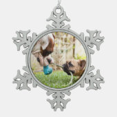Gepersonaliseerd Uw Huisdier Hond Kat Foto Afbeeld Tin Sneeuwvlok Ornament (Voorkant)