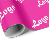 GEPERSONALISEERD UW LOGO STIJLVOOL MODERN ROZE WIT CADEAUPAPIER (Rol Hoek)