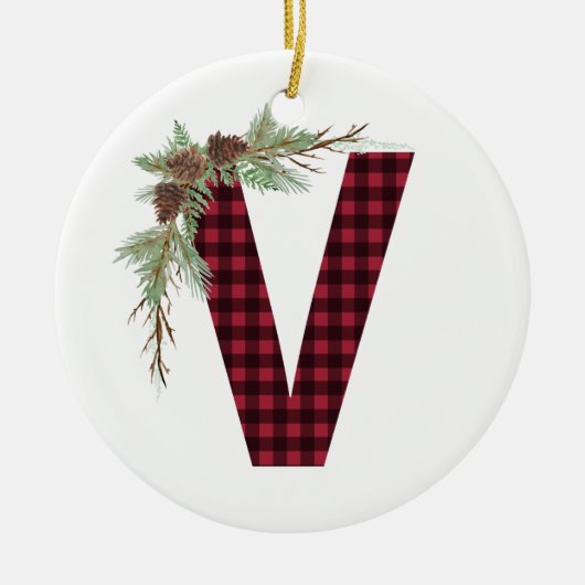 Gepersonaliseerd V Monogram Ornament (Voorkant)