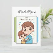 Gepersonaliseerd vader en zoon feestdagenkaart (Staand voorkant)