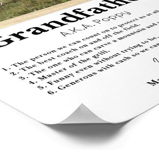 Gepersonaliseerd Vaderdag cadeau voor grootouders Poster (Hoek)