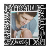 Gepersonaliseerd Vaderdag Word Collage Black Tegeltje (Voorkant)