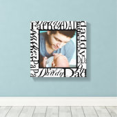 Gepersonaliseerd Vaderdag Word Collage White Canvas Afdruk (Insitu (Houten vloer))