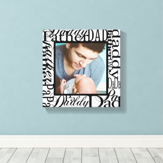 Gepersonaliseerd Vaderdag Word Collage White Canvas Afdruk (Insitu (Houten vloer))