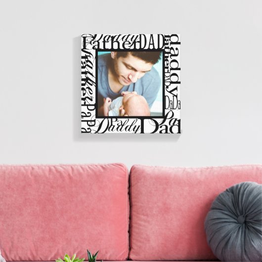 Gepersonaliseerd Vaderdag Word Collage White Canvas Afdruk (Insitu (Woonkamer))