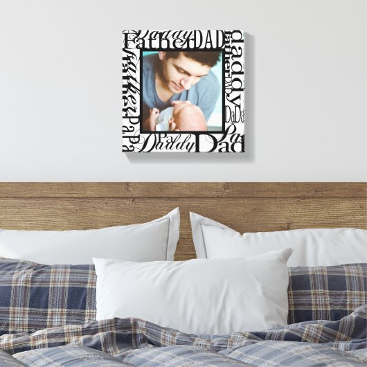 Gepersonaliseerd Vaderdag Word Collage White Canvas Afdruk (Insitu (Slaapkamer))