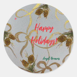 Gepersonaliseerd Vakantie/Kerst Pinecone Gift Labe Ronde Sticker