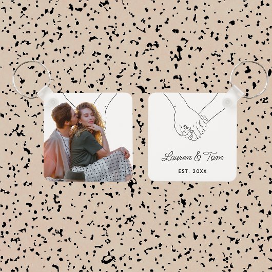 Gepersonaliseerd Valentijnsdag Cadeaufoto Modern C Sleutelhanger