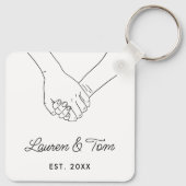 Gepersonaliseerd Valentijnsdag Cadeaufoto Modern C Sleutelhanger (Achterkant)