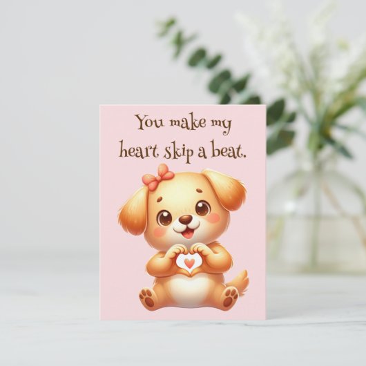 Gepersonaliseerd Valentijnsdag Dog Theme Feestdagenkaart (Staand voorkant)