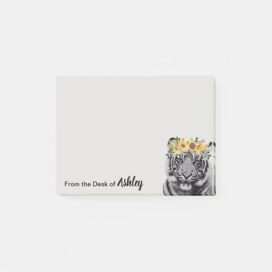 Gepersonaliseerd van bureau van Tiger Sunflower Cr Post-it® Notes (Voorkant)