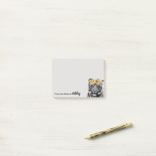 Gepersonaliseerd van bureau van Tiger Sunflower Cr Post-it® Notes (Op bureau)