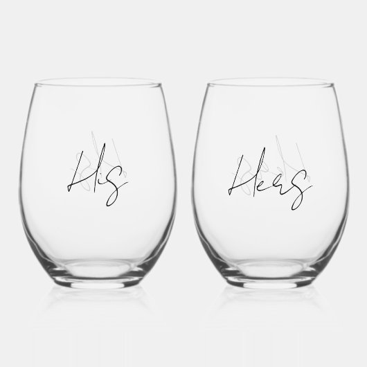 Gepersonaliseerd van hem en haar wijnglas zonder voet (Achterkant)