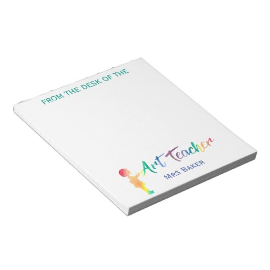 Gepersonaliseerd van het bureau van de kunstleraar notitieblok (Schuin)
