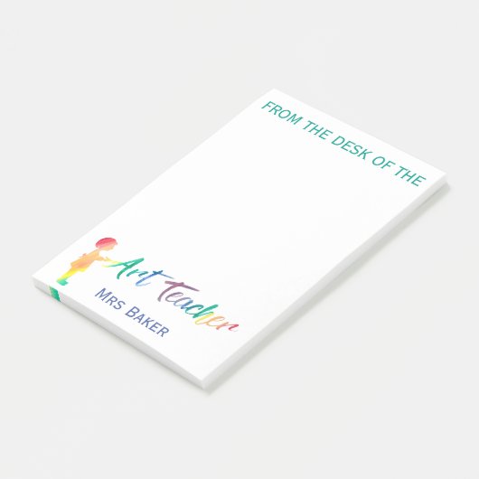 Gepersonaliseerd van het bureau van de kunstleraar post-it® notes (Schuin)