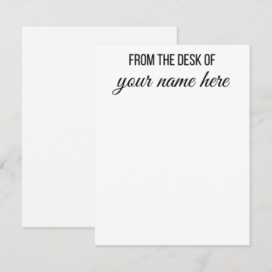 Gepersonaliseerd van het bureau van Nota's Notitiekaartje (Voorkant / Achterkant)